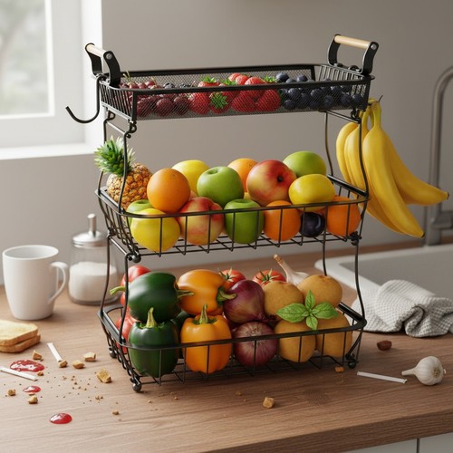 Obstkorb stufig schwarz - obstkorb, 3-stufig