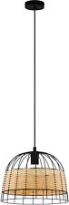Eglo Decken Hänge Lampe Leuchte ANWICK Metall Rattan Schwarz Natur 37x110cm