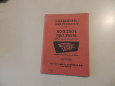 Teile Ersatzteil Liste Katalog Triumph Boss BDG250 L SL Ausgabe 01.1955