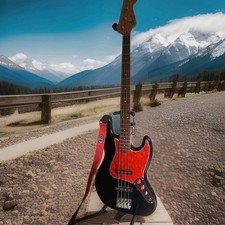 Squier modifizierte Platte +2 Volume/Tone Aus+ Affinity Schwarz/Rot Jazz Bass