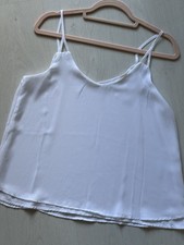 Damen Top Bluse Weiß Chiffon