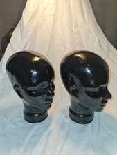 2x Glaskopf schwarz Kopfhörerhalter Perückenkopf