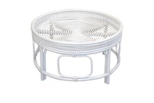 Rattan Couchtisch Farbe: weiß