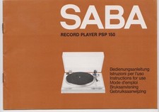 SABA BEDIENUGSANLEITUNG RECORD PLAYER PSP 150