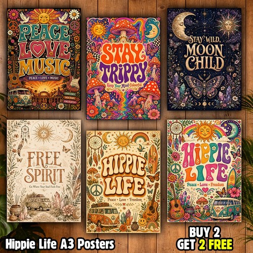 Hippie poster retro 70er - retro,
