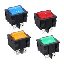 Kontroll-Wippenschalter 22x19mm 2-polig EIN/AUS 6A/250V I/O beleuchtbar 4 Farben