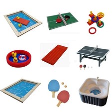 Mini Garten Zubehör, Planschbecken Pool Hobby Sport Artikel für Wichtel ua.