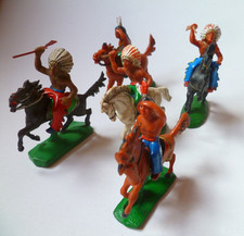 5 alte Indianer Reiter Figuren