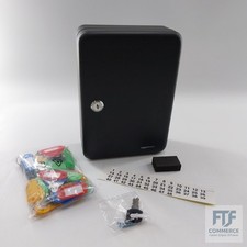 Amazon Basics Schlüsselkasten für 48 Schlüssel, Stahl, abschließbar, Schwarz, 19