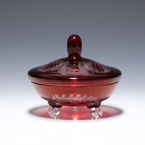 Glasdose mit jagdgravur - glasdose,