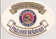 Paulaner - russischer Bierdeckel Paulaner Bräuhaus - Pulkovskaya, St. Petersburg