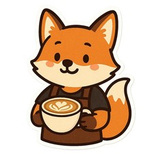 Fox as Barista with Latte Art