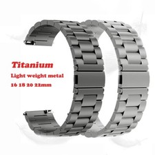 16 | 18 | 20 | 22 mm Titan Edelstahl Glieder-Uhrenarmband Silber Schwarz Metall