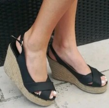 Damenschuhe 40 Sandalen Sandalette mit Absatz 10 cm Sommer schwarz Plateau 