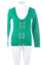 SECONDHAND Hoodie Kapuzenjacke Sweat Strass-Steine INT M = D 34 dunkelgrün