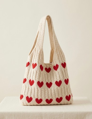 Damen stricktasche herzmuster - stricktasche,