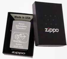 Zippo Feuerzeug Chrome Satin mit Gravur Sternzeichen Schütze und Wunschgravur