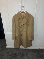 CROMBIE MANTEL UK 42 Zweireiher Wolle Beige Overcoat Jacke England