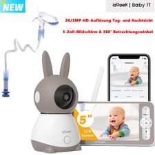 Babyphone mit Kamera App 2K/3MP 5 "WLAN PTZ 355° IR-Nachtsicht Video Baby Kamera