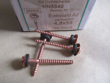 3 Packungen Spenglerschrauben Edelstahl verkupfert  4,5x55mm Dichtscheibeb