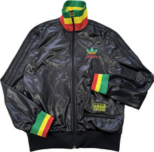 vintage ADIDAS CHILE 62 RASTA TRACK JACKET WET LOOK GLANZ Size S RARE 2009