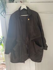 Grüner Vintage Parka  Khaki Echtleder Gr. 40 butterweiches Leder Jacke Damen uni