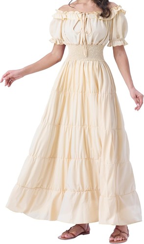 Damen renaissance kleid beige - renaissance,