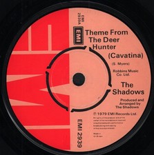 Shadows Theme From the Deer Hunter 7" vinyl UK Emi 1979 four prong label design
