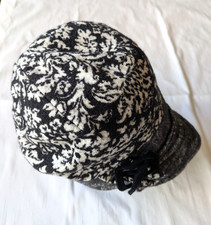 Mayser Damencap *Dream Schirmmütze Gr.M Hut schwarz-weiß 60% Schurwolle rollable