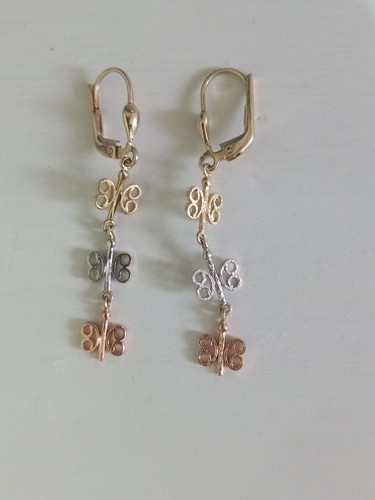 Echtgold ohrringe tricolor - tricolor, 585