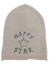 Zwillingsherz Damen Mütze Beanie Happy Star Beige Strass Sterne Strick