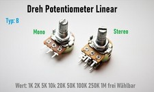 Poti Dreh Potentiometer linear 1K 2K 5K 10k 20K 50K 100K 250K 1M Ohm Mono Stereo