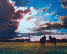 Acryl " Pferde auf der Weide"