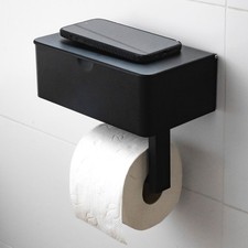 ELMOWO Toilettenpapierhalter ohne Bohren selbstklebend Klopapierhalter mit Fach