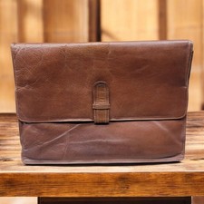 Mario Soppelsa Leder Aktentasche cognac rustikal Echtleder Dokumentenmappe Vtg