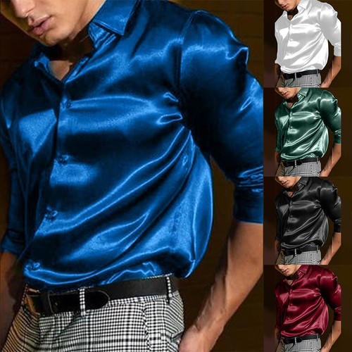 Männer satin seidenkleid hemd - männer,