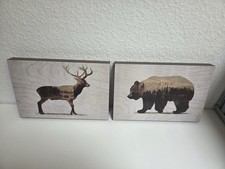 2 Bilder Bär Hirsch Wald