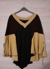 Jalü by ST. Poncho Inka Strickcape Braun schwarz beige 42-44 bzw. 1. 2