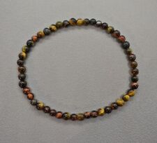 +Natur+ TIGERAUGE-3-FARBIG+NATUR+Edelstein-Kugel-Armband-MINI Ø 4 mm/19 cm-NEU-A