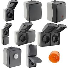 Feuchtraum Aufputz Steckdosen Serie NUQUI IP54 Doppel AP Kombi Schalter f. Außen