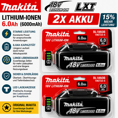 Original makita bl1860b - 2x,