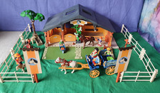 Playmobil Reiterhof 3120 Pferdestall Reitstall mit 3117 Pferdekutsche blau