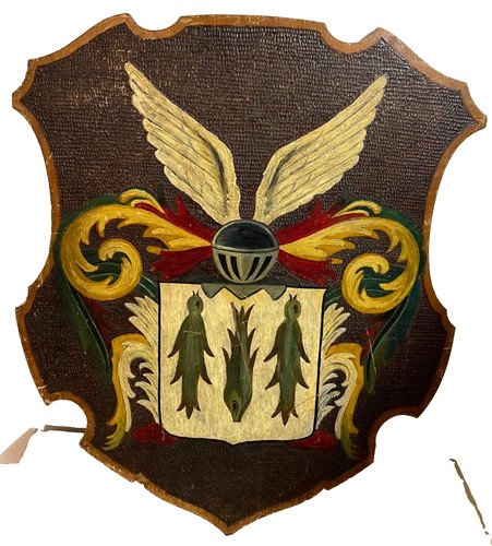 Familienwappen auf holzschild - auf,