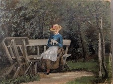 Frau garten bei handarbeit - frau,