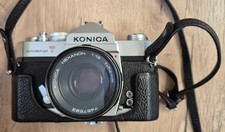 Konica Autoreflex T Kamera mit viel Zubehör (Blitz, Tele, Stativ) für Sammler