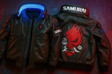 Handgefertigte Cyberpunk Samurai Echtlederjacke