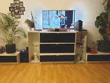 Wohnwand Weiß Schwarz hochglanz modern - Einzelelemente 