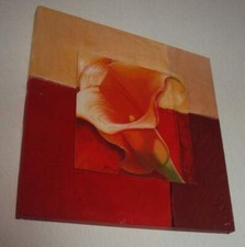 dekoratives Wandbild CEPUN Calla Blume mit Holzrahmen 3D Optik rot 49x49cm 2