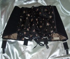 RAR VINTAGE Satin Schnürkorsett Straps Korsett Schnür Hüfthalter schwarz  (j81)