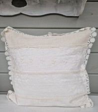Kissenhülle Dekokissen Shabby Vintage Spitze Creme ungefüllt 45x45 cm